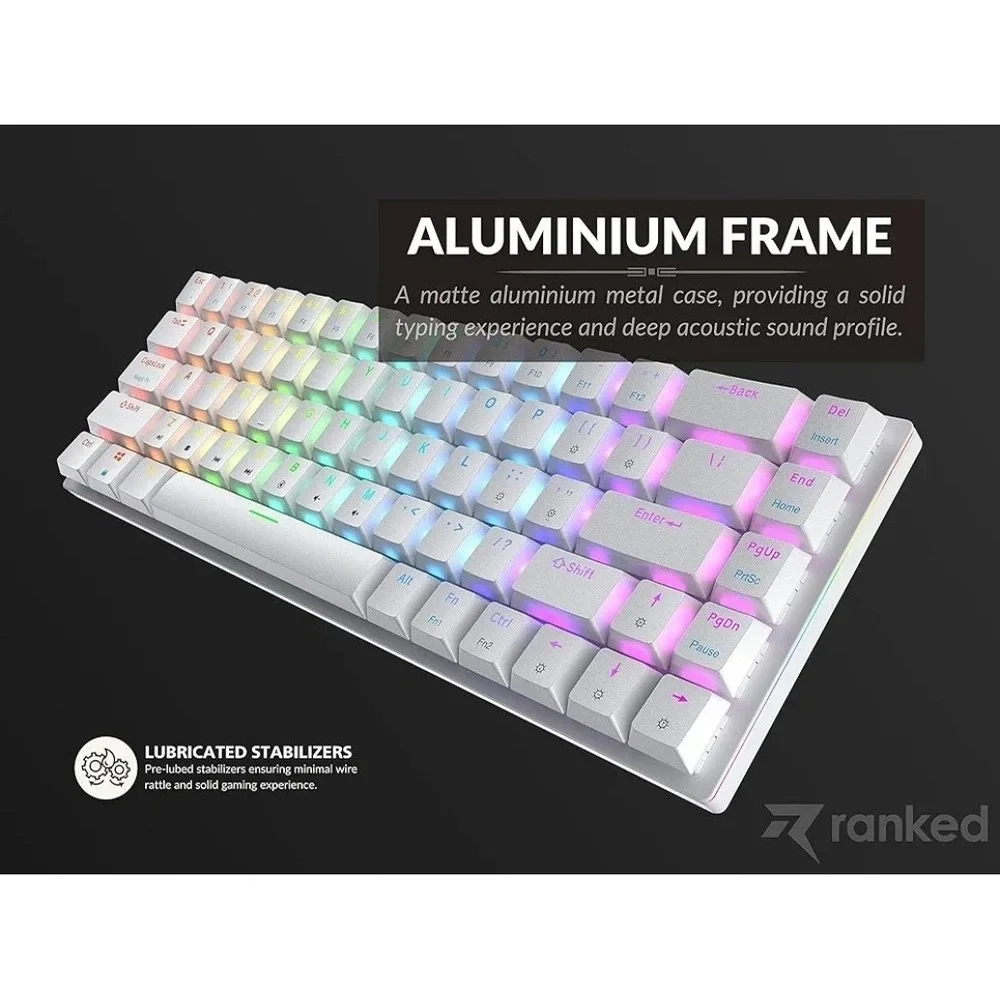 Ranked G65 Guardian 65% White | Full Aluminum Frame | Ultra Slim | Blue Switches